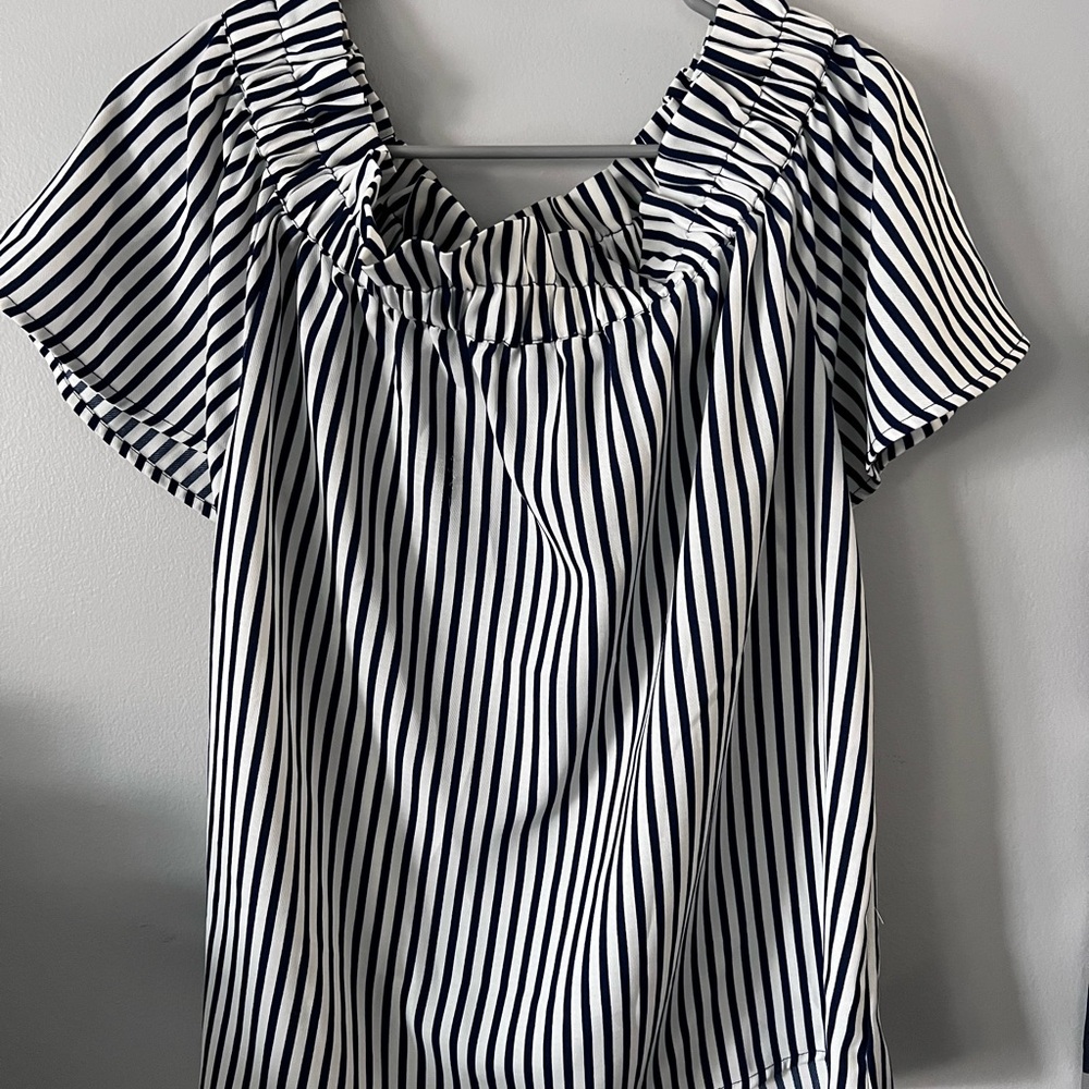 Striped Navy and White Women's Top